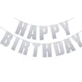 Banderole Happy Birthday argentée pailletée avec lettres alphabétiques brillantes - Argent Pailleté