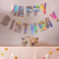 Banderole Happy Birthday irisante avec lettres holographiques pour décor de fête - Iridescent