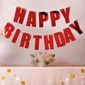Banderole Happy Birthday rouge métallisé avec effet miroir pour décoration de fête - Rouge Brillant