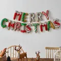 Σετ μπαλόνια Merry Christmas από αλουμίνιο σε κόκκινο και πράσινο για χριστουγεννιάτικη διακόσμηση - Γράμματα σε Χρώμα Καραμέλας