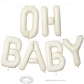 Creamy white 40-inch OH BABY foil balloon set with ribbon for party decoration - Cream OH BABY Style / Cream