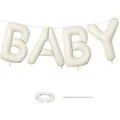 Detail of cream matte finish BABY letter balloons with ribbon and straw kit - Cream BABY Style / Cream