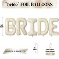 Detail of 40 inch cream BRIDE letter balloon set with white ribbon and helium support - Cream BRIDE Style
