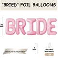 Detail of 40 inch pink foil BRIDE letter balloons with 10m white ribbon dimensions - Pink BRIDE Style