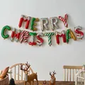 Colorful Merry Christmas foil letter balloons with festive stripes and polka dot patterns - Candy Color Letters