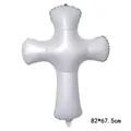 Silberner Kreuz-Folienballon für Tauf- und Erstkommunionsdeko, Größe 82*67,5cm - Weiß