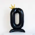 Globo de número 0 negro mate de 40 pulgadas con corona dorada para fiesta cumpleaños - Número 0
