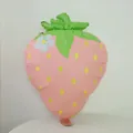 Pink strawberry shape foil balloon with green leaves and flower for party decor - Pink