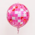 Pink checkered 22 inch 4D disco aluminum foil balloon for birthday party decorations - Laser Pink Disco Ball