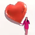 Giant 60-inch red heart foil balloon for Valentine's Day party decor with metallic finish - Red