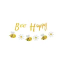 Yellow Bee Happy paper banner with cartoon bees and daisy pendants for party decor - Bee Flower Birthday Banner