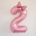 Globo de papel de aluminio rosa número 2 de 32 pulgadas con lazo para 2º cumpleaños - Número 2
