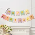 Macaron Happy Birthday banner with gold foil swallowtail flags for party wall decoration - Macaron Gold Stamped Fish Tail Banner