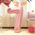 Pearlescent pink number 7 foil balloon for kids 7th birthday party celebration - Number 7