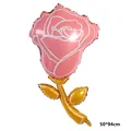 Pink and gold rose flower aluminum foil balloon for romantic decoration, size 50x94cm - Large Pink Rose