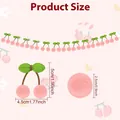 Tabla de tallas de guirnalda de cerezas rosas con dimensiones de los adornos de felpa - Rosa