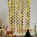 Golden Christmas tree foil curtain decor for festive party backdrops and celebrations - Gold Pine Tree