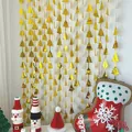 Weihnachtsdekoration Set mit goldenem Lametta Vorhang und festlichem Partyzubehör - Kiefer / Gold