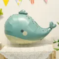 Cute blue whale foil balloon for baby birthday decor, uninflated size 70x49cm - Matte Sailor Whale