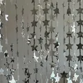 Silver star tinsel curtain for Christmas party backdrop and wall decoration with metallic stars - Silver Star / Silver