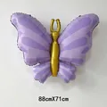 Dettaglio del palloncino a farfalla 3D viola e oro con dimensioni di 88cm x 71cm - Viola
