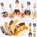 Partyhüte mit Waldtiermotiven wie Fuchs, Reh und Waschbär im Set aus Karton - Waldtier-Stil A02