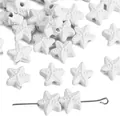 Perle a stella marina bianche in lega per gioielli fai da te con trama dettagliata - Forma di Stella Marina / 11x10mm (Apertura circa 2mm) 2 Pezzi/Confezione / Bianco