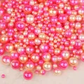 Mixed sizes of iridescent deep pink and champagne faux pearls for DIY nail art and jewelry - No Hole / 4/6/8/10mm Mixed, approx 250 Pieces / Yellow Rose Red