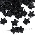 Perline nere a forma di stella marina in lega con superficie testurizzata per gioielli - Forma di Stella Marina / 11x10mm (Apertura circa 2mm) 2 Pezzi/Confezione / Nero