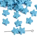 Perline di stella marina blu per braccialetti fai-da-te con superficie testurizzata - Forma di Stella Marina / 11x10mm (Apertura circa 2mm) 2 Pezzi/Confezione / Blu