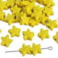Perline a stella marina gialle in lega con texture per creazione di gioielli fai-da-te - Forma di Stella Marina / 11x10mm (Apertura circa 2mm) 2 Pezzi/Confezione / Giallo