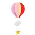 Decoración de globo aerostático 3D de papel rosa amarillo rojo con estrella dorada brillo - Estilo Globo Aerostático Rojo Amarillo Rosa