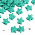 Perle a stella marina verde acqua con superficie strutturata per gioielli fai-da-te - Forma di Stella Marina / 11x10mm (Apertura circa 2mm) 2 Pezzi/Confezione / Verde Pavone