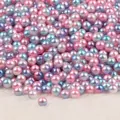 Iridescent ABS imitation pearls in pastel pink, blue and purple for DIY craft projects - No Hole / 4MM Approx 500Pcs / Pink Lake Blue