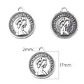 Silver vintage alloy coin pendant with Queen Elizabeth profile for DIY jewelry, 17mm - 20 Pieces (17mm Diameter, 2mm Hole) / Antique Silver