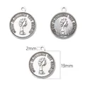 Retro 19mm silver-tone alloy coin pendant with Queen Elizabeth relief for DIY jewelry - 20 Pieces (19mm Diameter, 2mm Hole) / Antique Silver