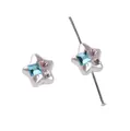 Abalorios de perlas acrílicas en forma de estrella con cristales para joyería DIY - Estilo Pentagrama (Strass cuadrado azul) / 12x11mm (1 Pieza/Paquete) / Blanco perla