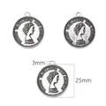Antique silver Elizabeth II coin pendant in 25mm for DIY jewelry making crafts - 10 Pieces (25mm Diameter, 3mm Hole) / Antique Silver