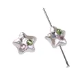 Cuentas en forma de estrella con tres cristales de colores para joyería DIY - Estilo Pentagrama (Strass cuadrado transparente) / 12x11mm (1 Pieza/Paquete) / Blanco perla