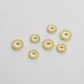 Golden beaded wheel spacer beads for jewelry making with polished metallic texture - Gear Shape Spacer / 8mm