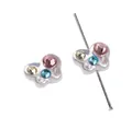 Cuenta de mariposa de acrílico perlado con pedrería colorida y agujero para joyas DIY - Estilo Mariposa (Strass redondo rosa) / 13x10mm (1 Pieza/Paquete) / Blanco perla