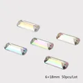 Sew-on rectangular acrylic AB rhinestones 6x18mm with two holes for DIY bridal wedding dresses - 6x18mm (50 Pieces/Pack) / Crystal AB