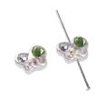 Cuenta de mariposa acrílica DIY con diamantes de colores para creación de joyas - Estilo Mariposa (Strass redondo verde) / 13x10mm (1 Pieza/Paquete) / Blanco perla
