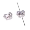 Cuenta de mariposa de acrílico irisado con diamantes de imitación para joyería DIY - Estilo Mariposa (Strass rosa y transparente) / 13x10mm (1 Pieza/Paquete) / Blanco perla