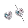 Cuenta de corazón acrílica con diamantes de colores para creación de joyas caseras - Estilo Corazón (Strass cuadrado azul) / 14x13mm (1 Pieza/Paquete) / Blanco perla