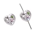 Cuentas de corazón acrílicas con diamantes de colores para bisutería artesanal DIY - Estilo Corazón (Strass cuadrado transparente) / 14x13mm (1 Pieza/Paquete) / Blanco perla