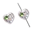 Cuenta de corazón de acrílico con diamantes verdes para bisutería artesanal - Estilo Corazón (Strass redondo verde) / 14x13mm (1 Pieza/Paquete) / Blanco perla