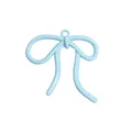 Macro view of baby blue alloy bow pendant with matte lacquer finish for DIY jewelry - Blue