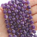 Facettierte Natursteinperlen aus lila Amethyst für handgefertigten DIY Schmuck - 8mm (ca. 35 Stk/Strang) / Amethyst