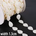 DIY cream white 1.3cm wide teardrop pearl lace trim for garment and gift wrapping - Large Teardrop Style / 1.3cm Wide x 1.5m/Pack